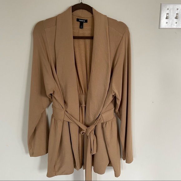 Torrid Women’s Tan Knit Tie Waist Blazer 3X NWT - Picture 9 of 15
